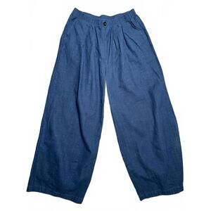 Aeneontrue Blue Linen Cotton Wide Leg Trouser Size‎ XL